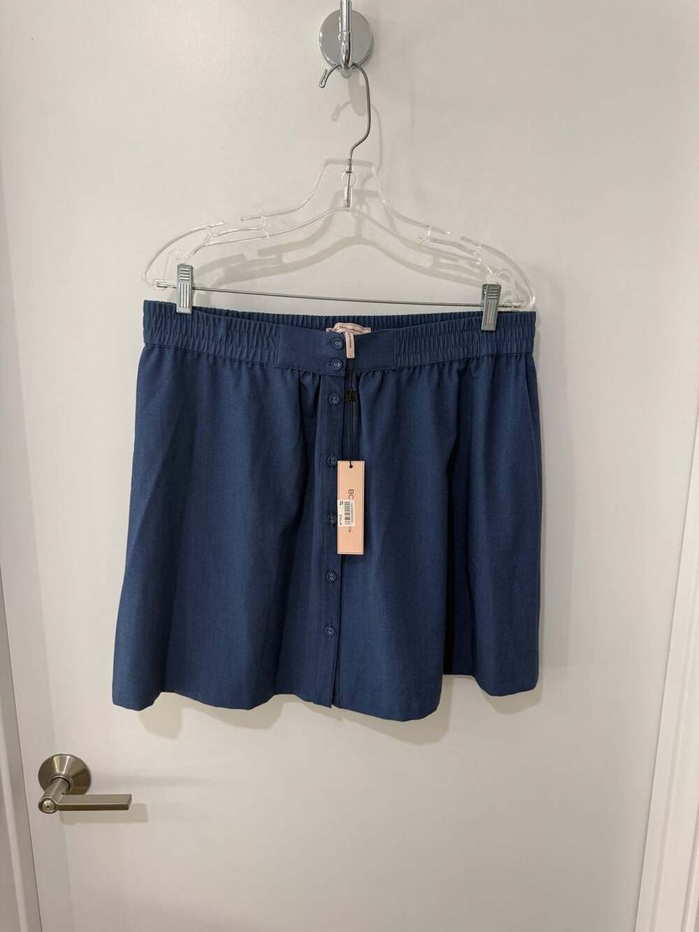 BCBGeneration Button-Front Elastic Waist Denim Skirt